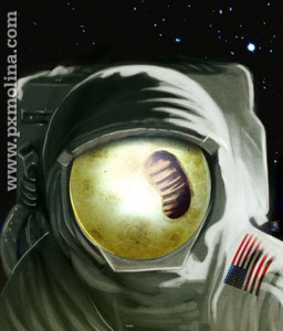 Neil Armstrong moon illustration